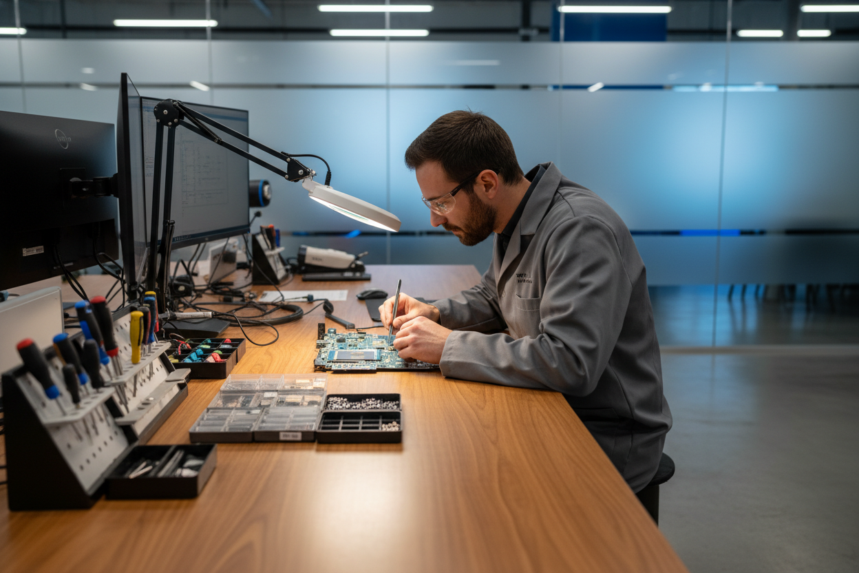 Techniker bei der Reparaturarbeit